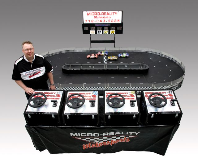 Six Player Micro-Reality Motorsports Racing Track with Scoreboard Lap Counter