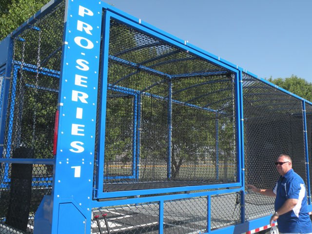 Softball or baseball batting cage side area